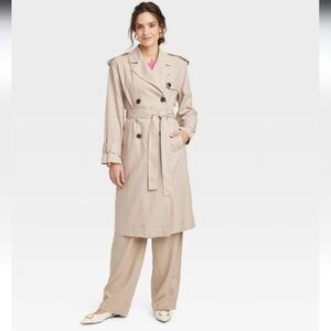 Classic Linen Trench Coat - A New Day Tan XL NO BELT